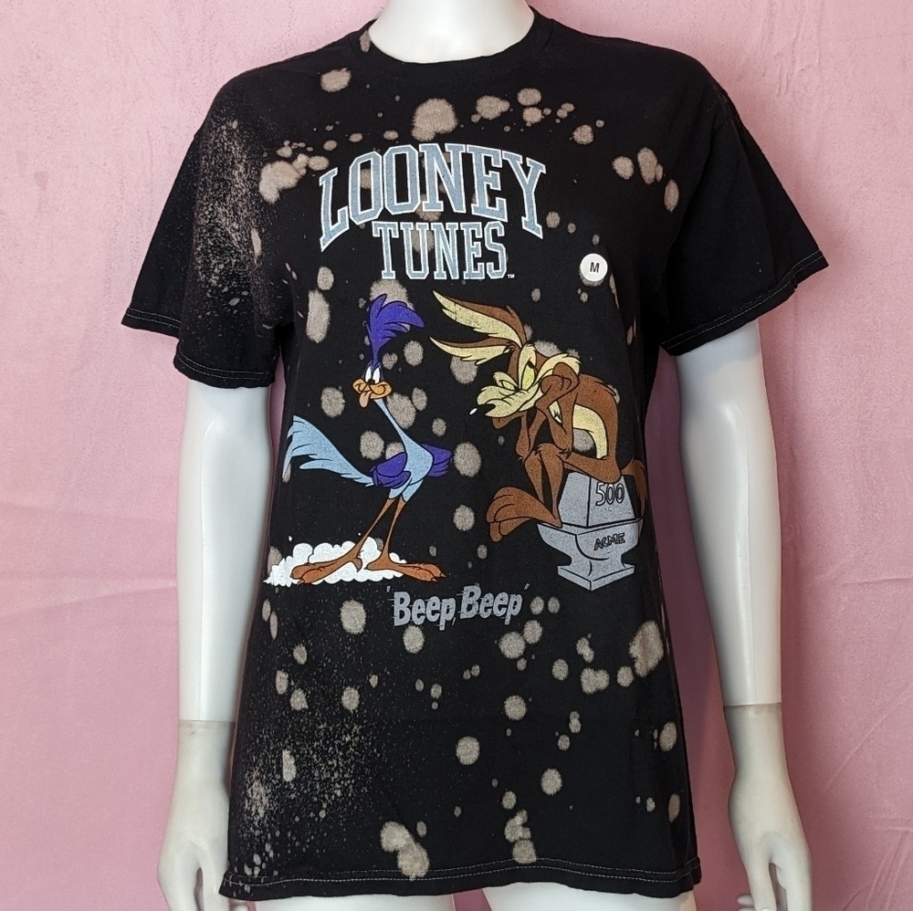 Looney Tunes Black Short Sleeve Crew Neck Tie Dye Tee